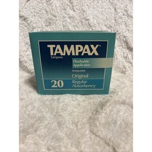 VINTAGE 90's TAMPAX 20 Original Regular TAMPONS BOX FlushableApplicator 1992 New